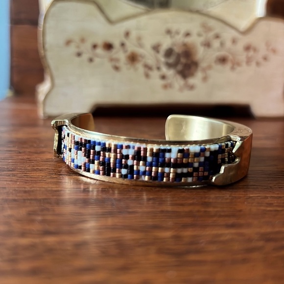 Rustic Cuff Dallas .5 Beaded Copper Confetti Cuff Bracelet Art Deco - Picture 2 of 9